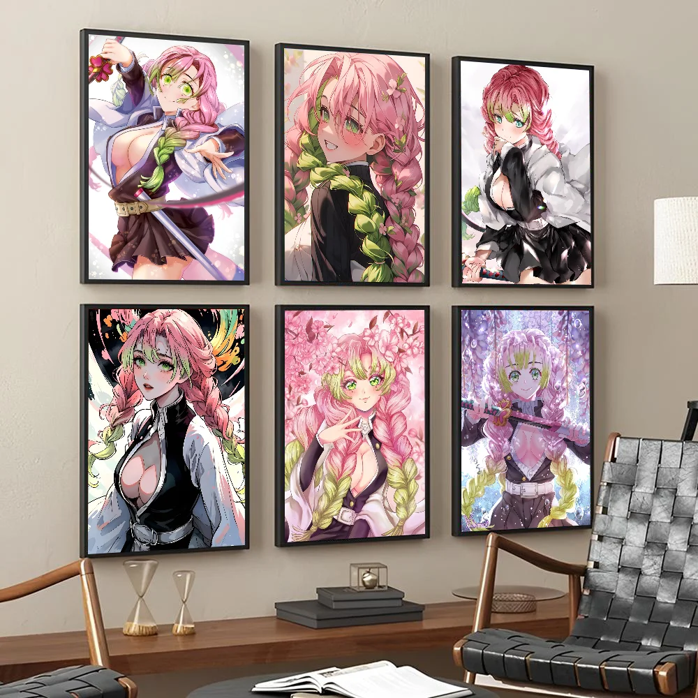 Anime Demon Slayer Kanroji Mitsuri Poster Stickers Living Room Bedroom Entrance Cafe Wall Art Decoration Painting Room Decor