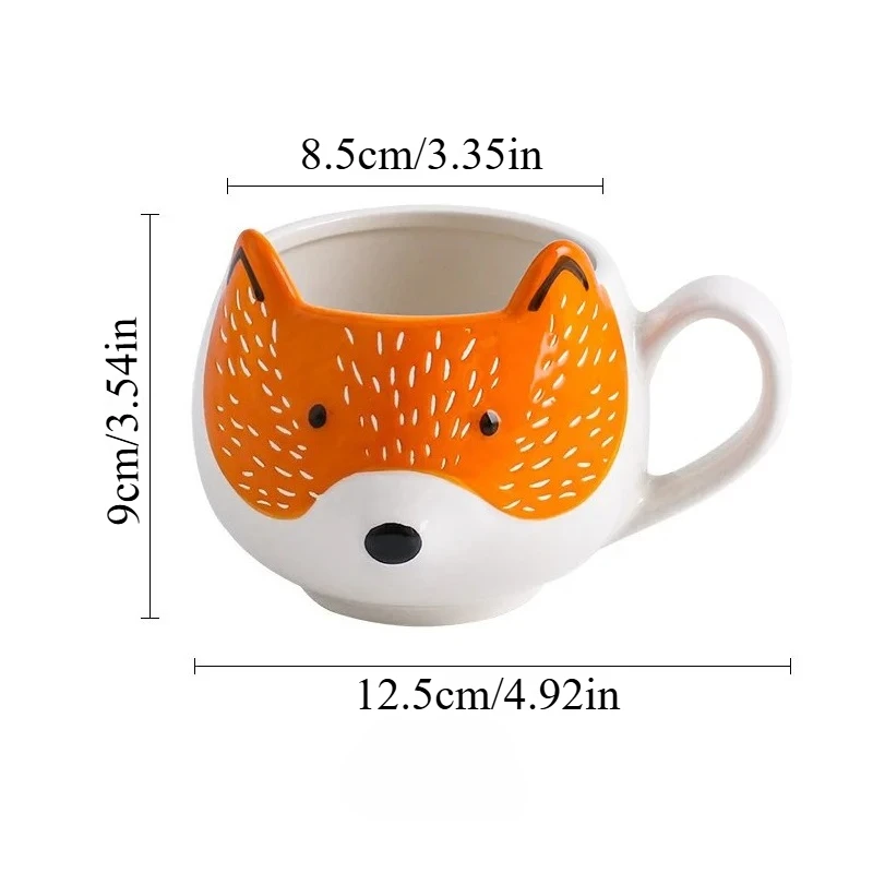 Cartoon Fox Ceramic Mugs Creative Coffee Cups Cute Animal Milk Cup Breakfast Mug Kitchen Drinkware Birthday Gifts view 5