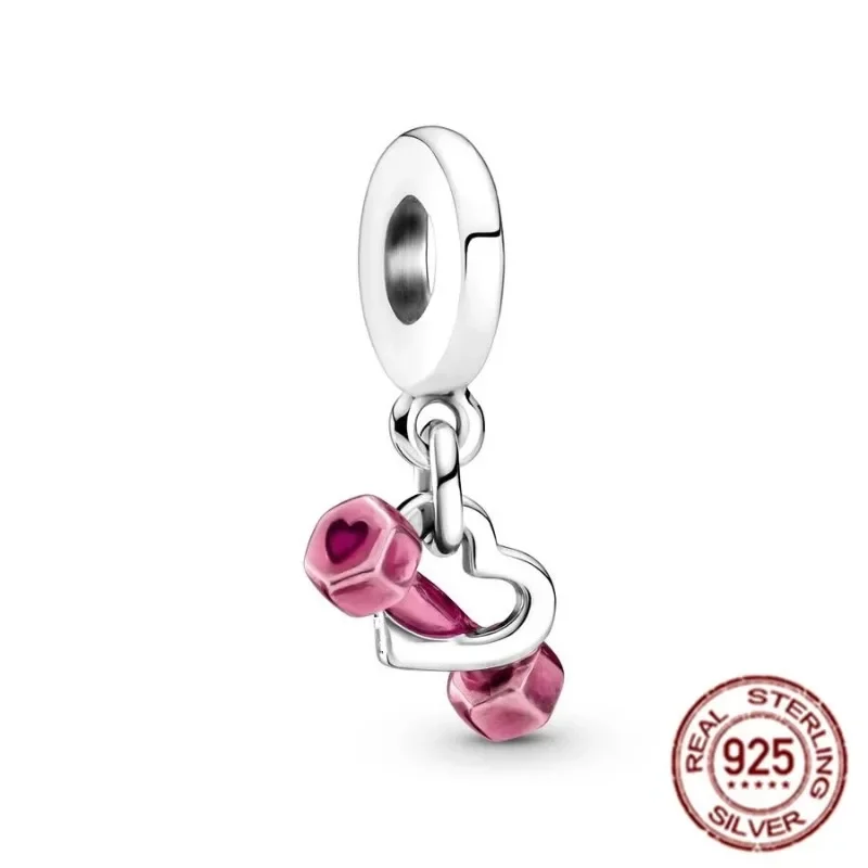 Abalorios de corazón de cristal de Murano para pulsera Pandora, poción de amor Rosa de Plata de Ley 925 Original, regalo de joyería para mujer