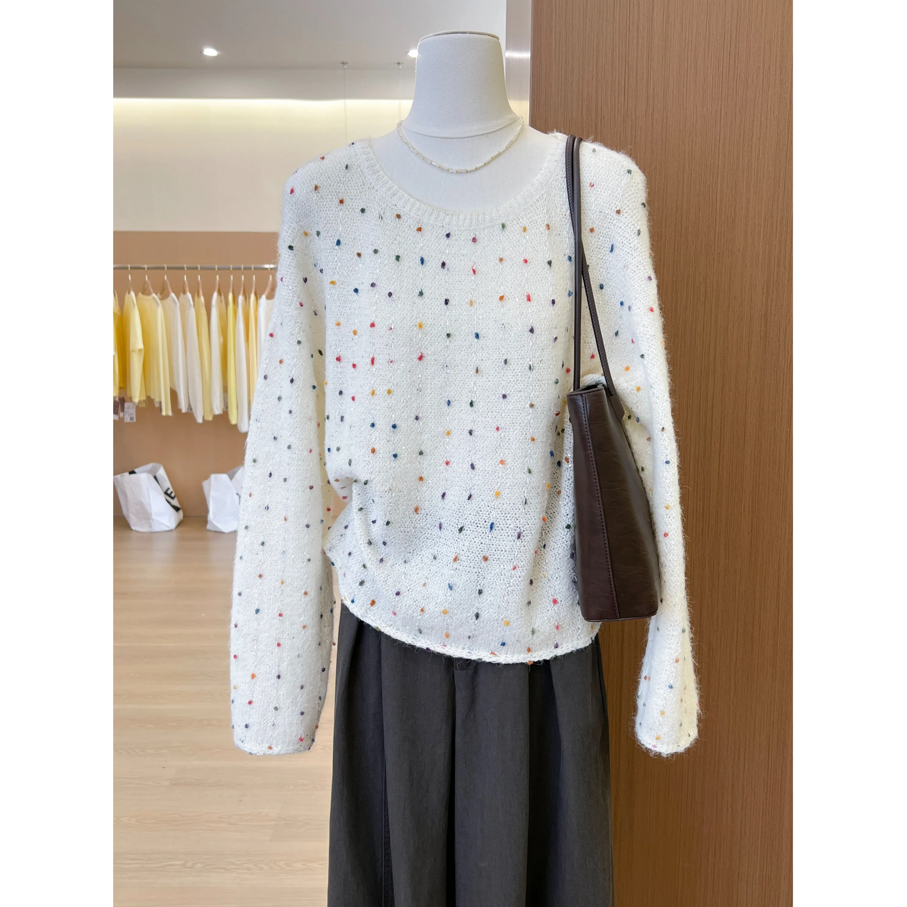 

Knitted Sweater Women's round Neck Long Sleeve Lazy Fashionable Versatile Autumn New Style Self-Preservation Ball