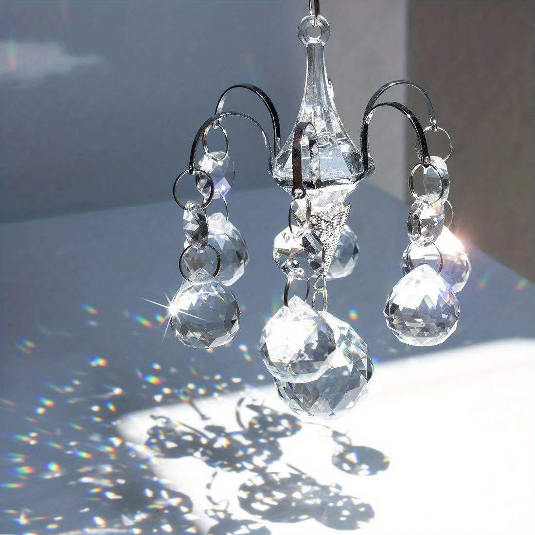 1pc Crystal Suncatcher, Glass Prism Rainbow Maker Chandelier For Window Pendant, Garden Art, Balcony