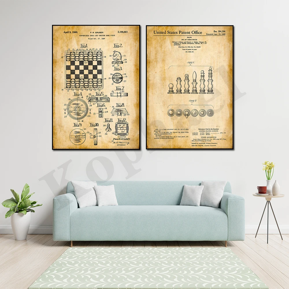 Abstract Vintage Chess Home Wall Decor Poster