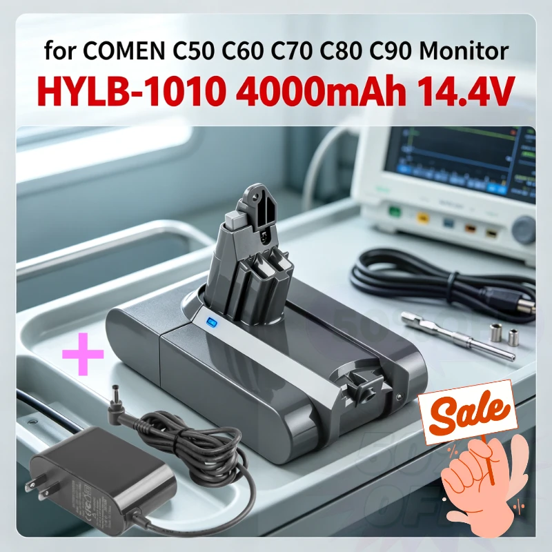 High‑Performance Rechargeable Replacement Battery HYLB‑1010 4000mAh 14.4V Batteries for COMEN C50 C60 C70 C80 C90 Monitor