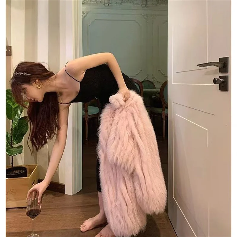 Purple Faux Fox Fur Jacket Eco-Friendly Fur Jacket For Women\'s 2024 Autumn/Winter New Faux Mink Fur Short Top Female Coat Pink