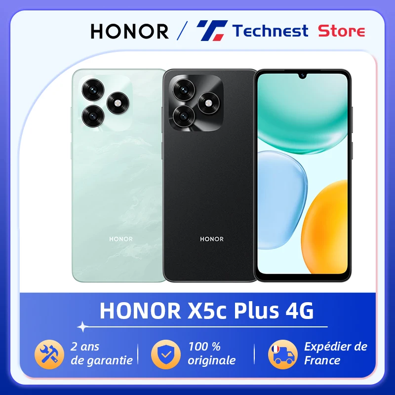 HONOR X5c Plus 4G Version mondiale Smartphone MediaTek Helio G81 Octa-core CPU 6.74 pouces écran LCD 5260 mAh 50MP caméra principale