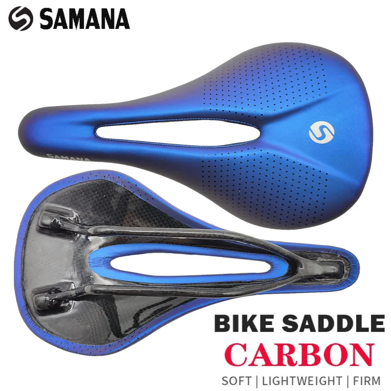 SAMANA  Saddle MTB Bike Saddles Carbon Fiber Saddle 240-143 mm/128g Road Bike Bicycle / Steel Saddle Rails Bicycle Cycling