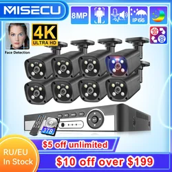 Misecu uhd 8ch 4k poe Überwachungs kamerasystem im Freien 8mp Gesicht erkennen IP-Kamera h.265 CCTV-Aufzeichnung Überwachungs schutz Kit p2p