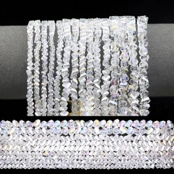 1Strand Triangular Austrian Crystal Glass White AB Color Spacer Beads For Handmade Jewelry Making DIY Bracelet Necklaces 4/6/8mm