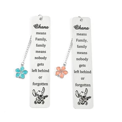 Ohana Means Family Stitch Bookmark Cartoon Kawaii Page Mark School Supplies Stainless Steel Stationery Gifts for Stitch Lovers