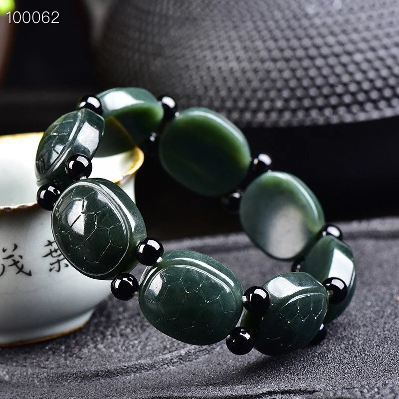 Hot Selling Natural Hand Hetian jade The Rich World Longevity Turtle Shell Bracelet Cyan Fashion Jewelry Men Women Luck Gifts1