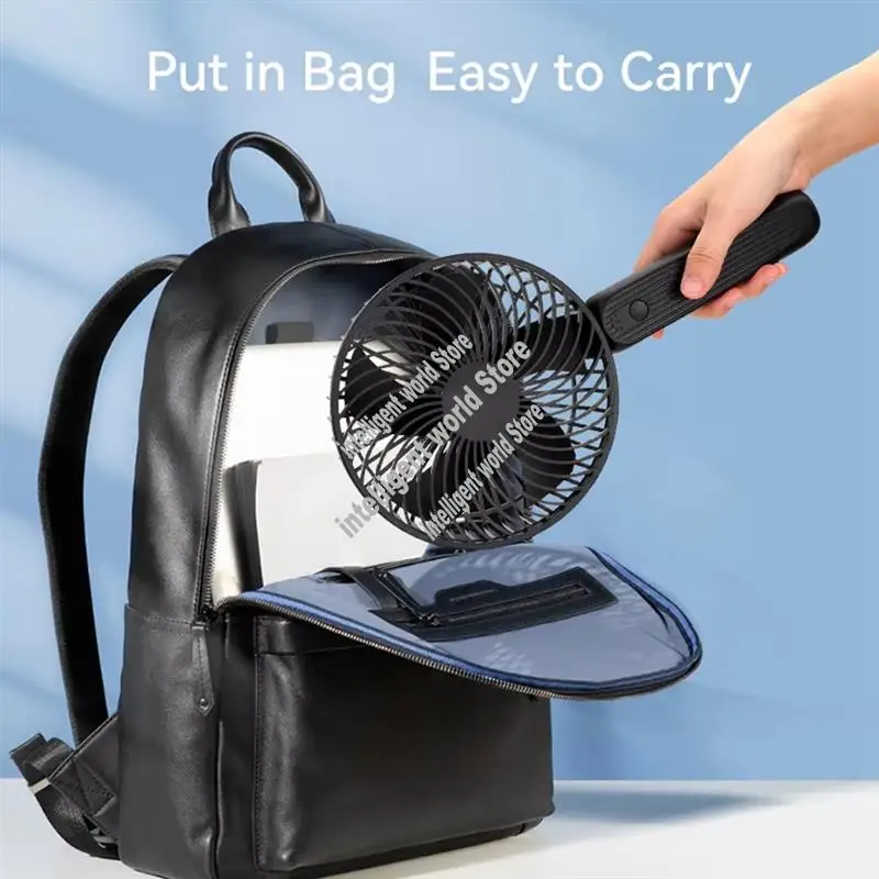 مقبض قابل للطي 6 بوصة 10000 مللي أمبير يده مروحة صغيرة قابلة للشحن مروحة USB صامتة الرياح القوية لغرفة المنزل السفر في الهواء الطلق-ABWO