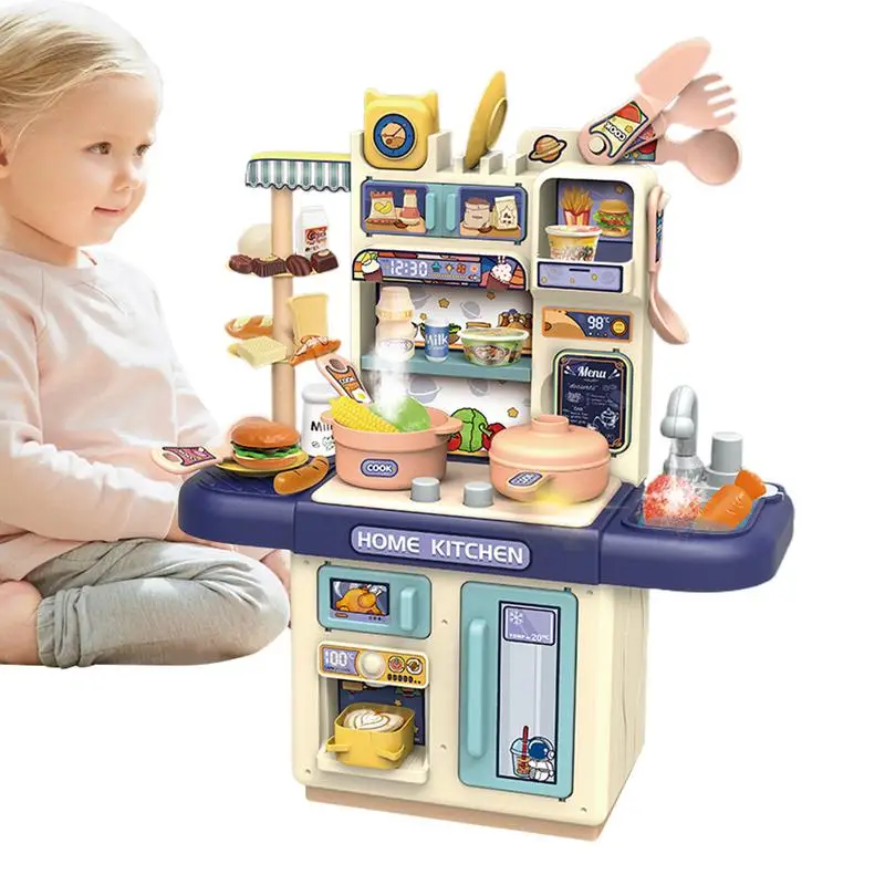 Kids Kitchen Playset Kitchen Cookware Accessories Stove Kids Pretend Play Toys Realistic Interactive Pretend Food Cooking Toys