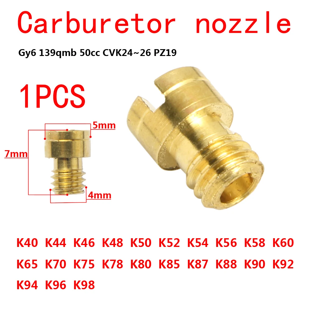 1 PCS For M4 GY6 49cc 50cc 80cc 100cc 125cc CVK 24 26 PZ19 Carburetor Carb Main Jet 139QMB 139QMA 40#-98#