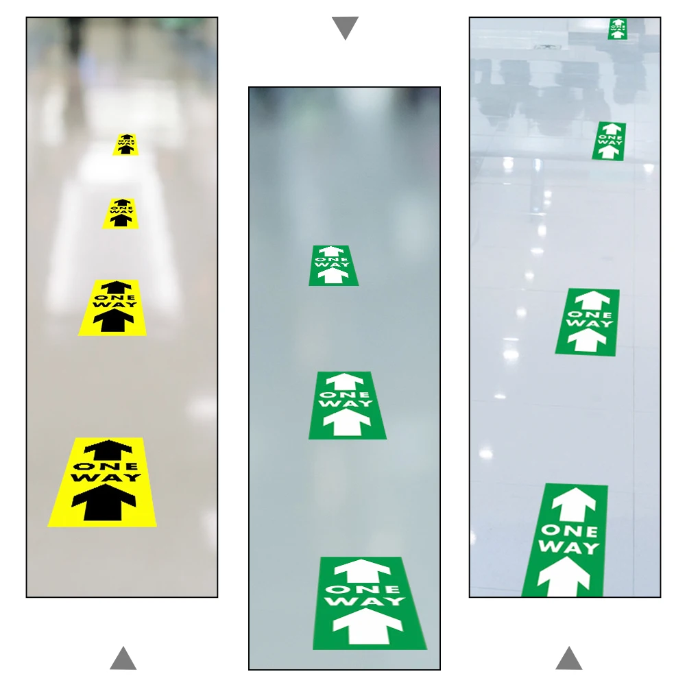 

10pcs Waterproof Stickers Pvc Adhesive One Way Arrows Social Distance Markers Safety Signs For Supermarket