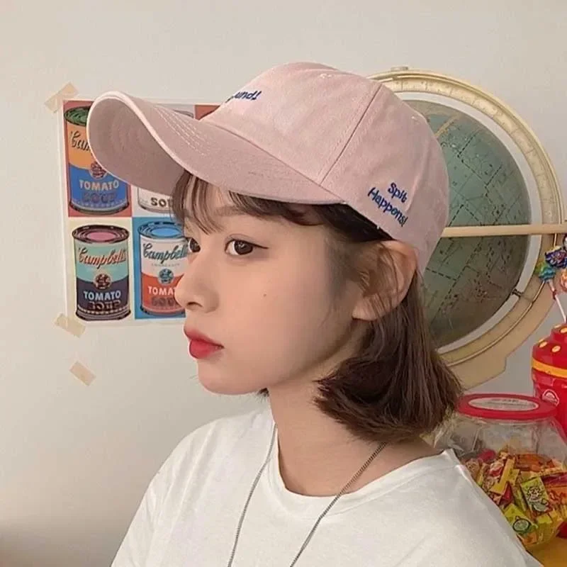 Korean Ins Baseball Cap for Women Men Letter Embroidery Snapback Hat Soft Cotton Adjustable Couple Solid Color Sun Hats