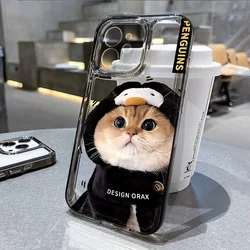 Korean Cute Cat Phone Case For iPhone 15 Case Funda iPhone 11 13 12 14 Pro Max 15 Pro XR XS X 7 8 Plus SE Soft Lovely Cats Cover