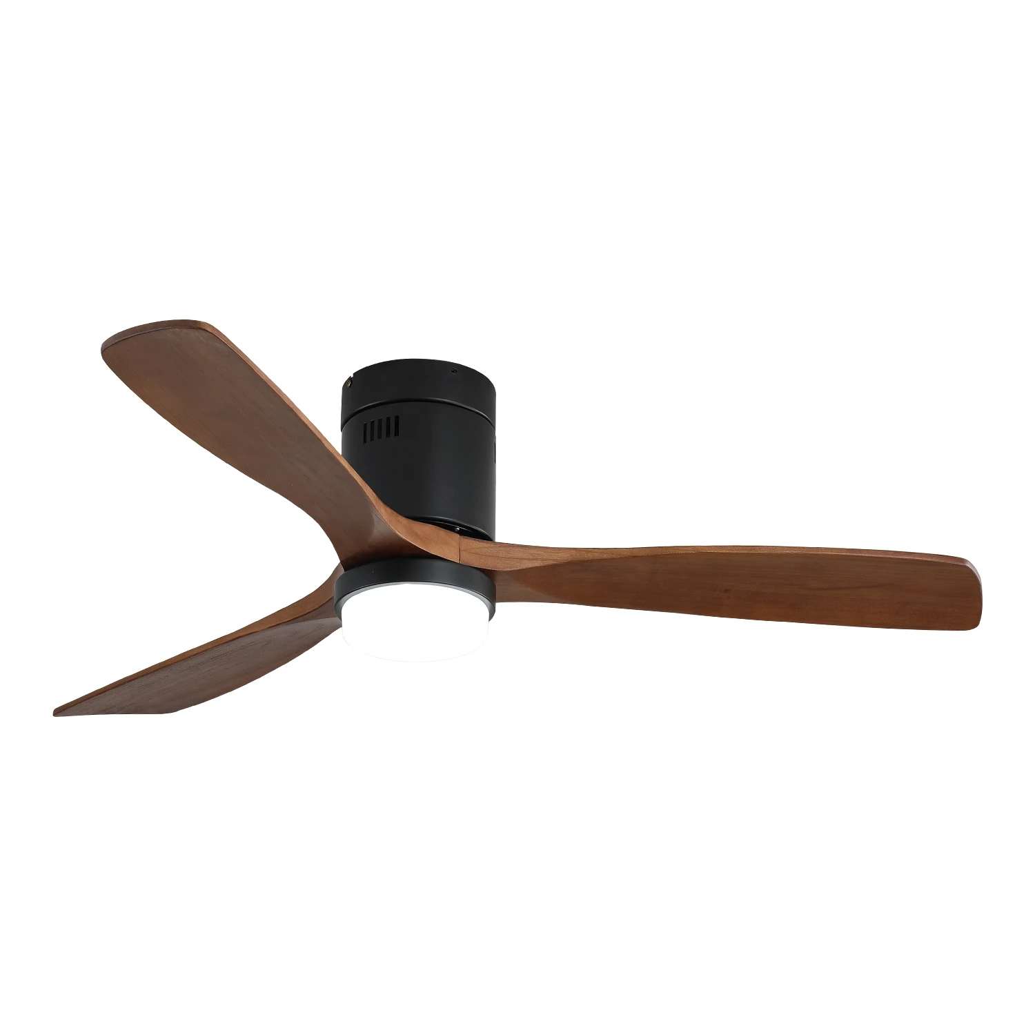 52 Inch Wooden Ceiling Fan, With 18W Led Light 3 Solid Wood Blades, Remote Control Reversible DC Motor with ETL Ceiling Fan For