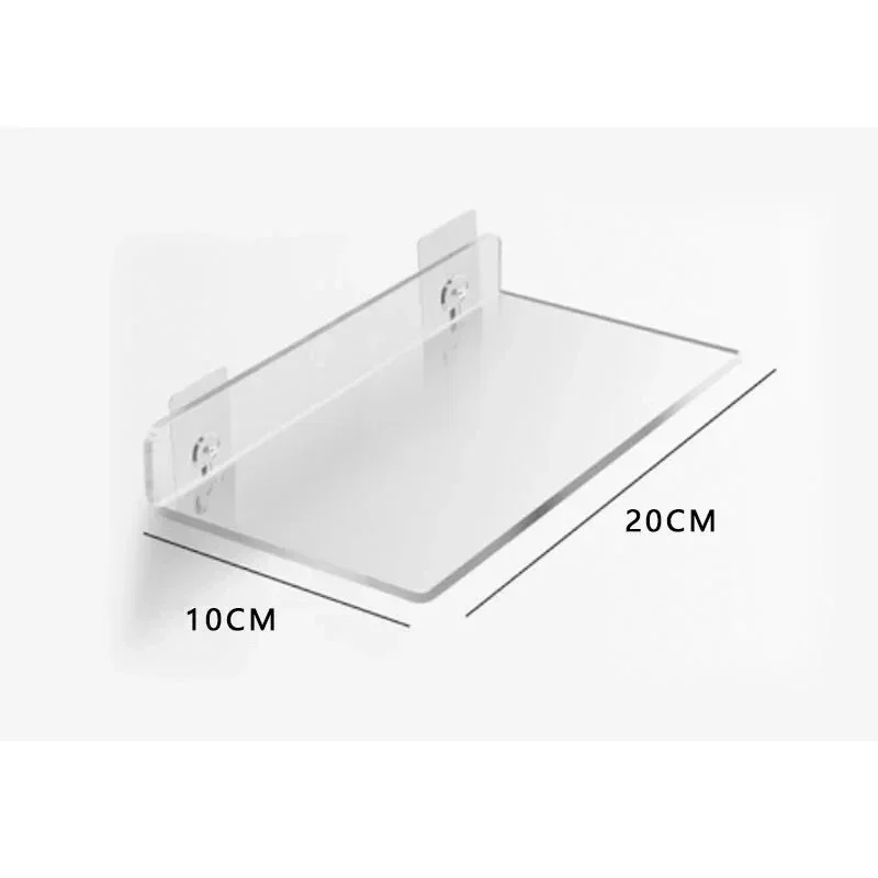 Stanzfreies, an der Wand montiertes Regal aus klarem Acryl für Bücher, Spielzeug und Dekoration, verstecktes Wandschweberegal für Wohnzimmer, Badezimmer