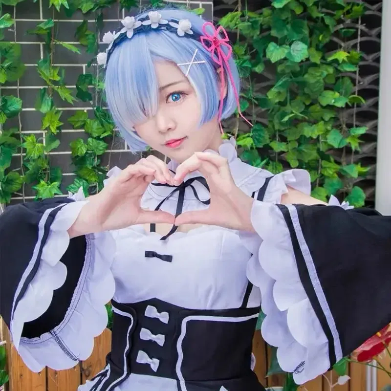 Anime Ram Brake Cosplay Re: Zero Kara Hajimeru Isekai Seikatsu disfraz negro niñas ropa de sirvienta mujeres delantal vestido costo de Halloween