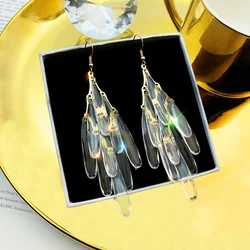 Exaggerated Transparent Waterdrop Earring Crystal Long Tassel Earrings For Women Fashion Dangle Pendientes Party Jewelry Gift