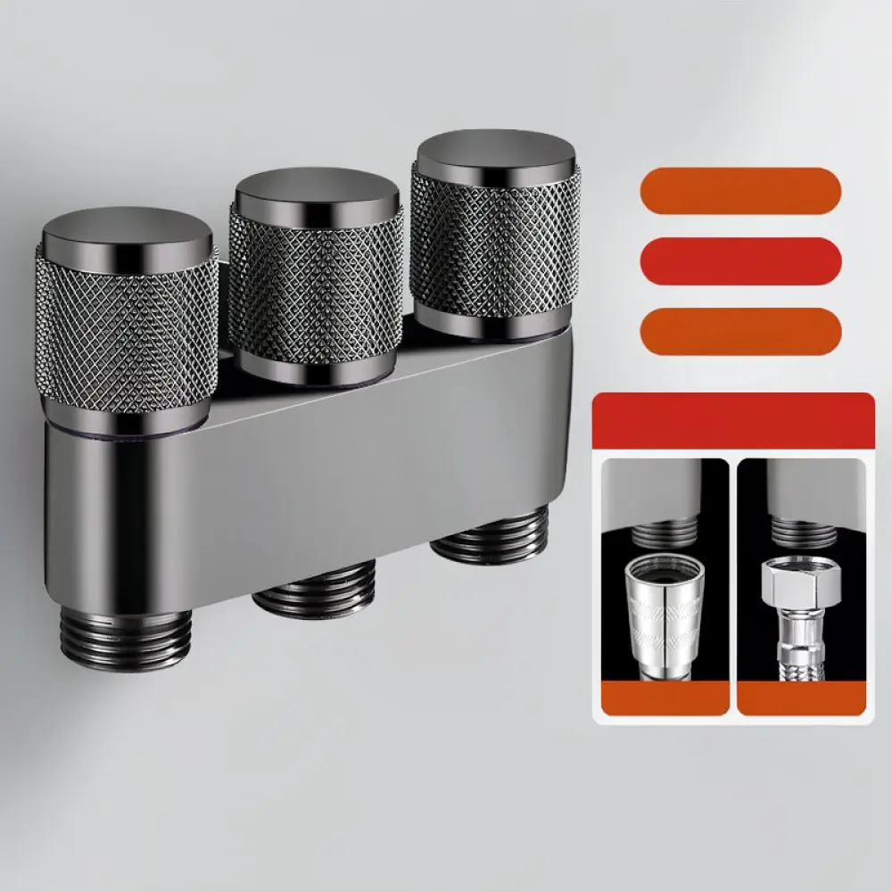 Modern Copper Angle Valve One Inlet Three Outlet Tap Diverter For Bathroom Washing Machine Toilet Plumbing Water Control