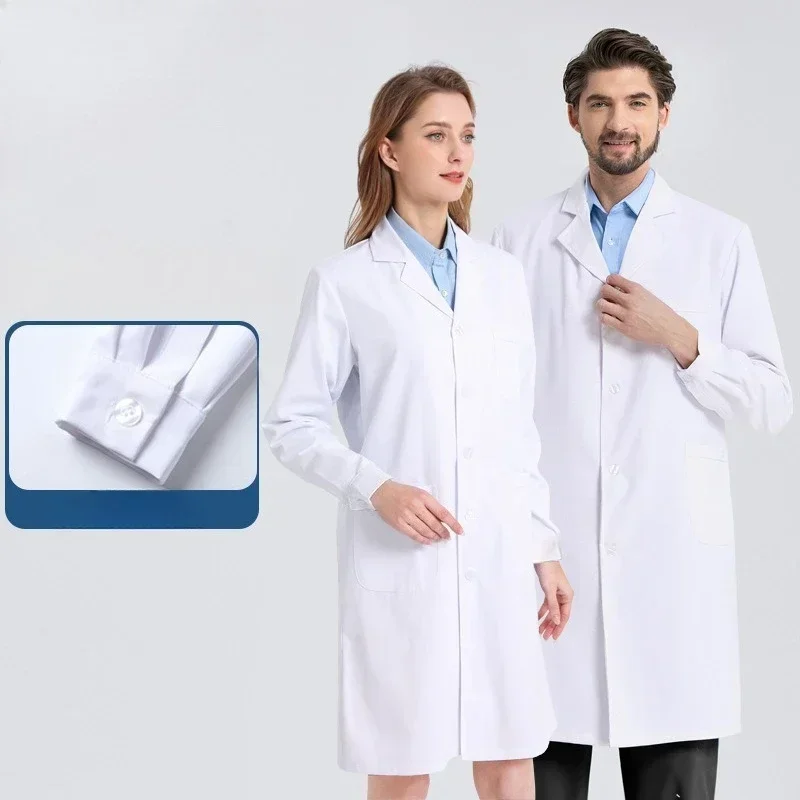 Weißer Laborkittel mit langen Ärmeln, Unisex, Krankenschwester, Arzt, College-Student, Laborkittel, Arztuniform, Arbeitsuniform