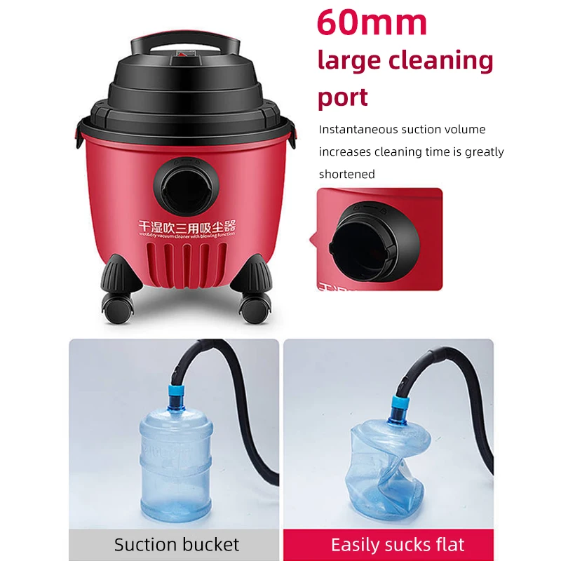 Multifunctional Vacuum Cleaner Handheld Bucket Vacuum Cleaner Dust Collector Strong Suction Wet And Dry Blowing Three-Purpose Va