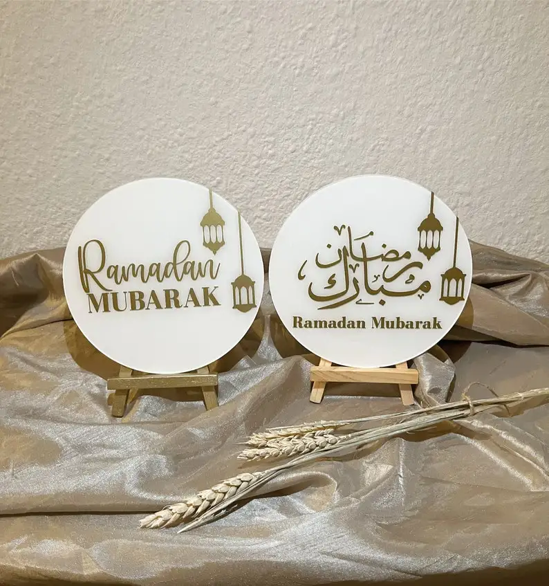 Ramadan Mubarak Acrylic Sign Table Centerpiece Decor Ramadan Kareem Eid Mubarak Muslim Islam Ramazan Eid Decor Easel