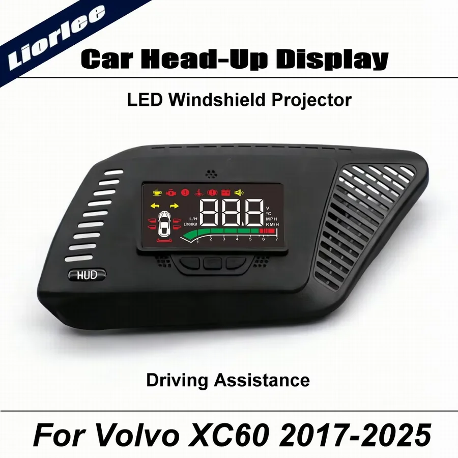 Car LED Projector For Volvo XC60 2017-2025 Auto HUD Head-Up Display Windshield Safe Driving Assistance Accessories