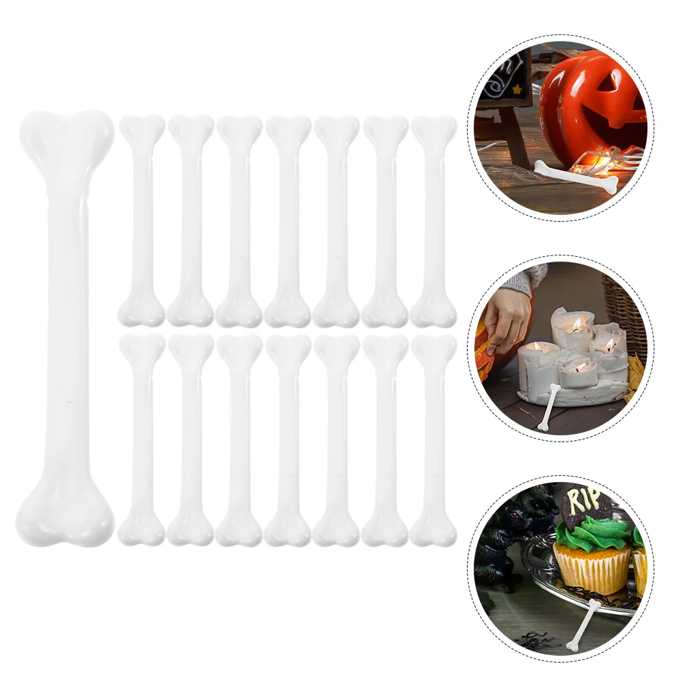 24 Pcs Halloween Decorations Party Accessories Decorative Human Bone Simulated White Plastic Fake