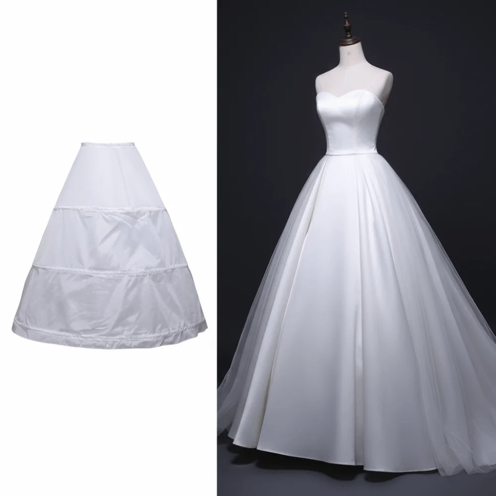 

Простое свадебное кринолин с тремя обручами, белое свадебное платье трапециевидной формы с подкладкой, дышащая элегантная нижняя юбка в стиле Лолиты, свадебное платье