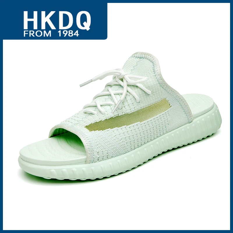 

HKDQ Summer Knit Lace-up Men's Sandals Fashion Non-slip Slippers Men Comfortable Breathable Women Casual Shoes Large Size 36-47