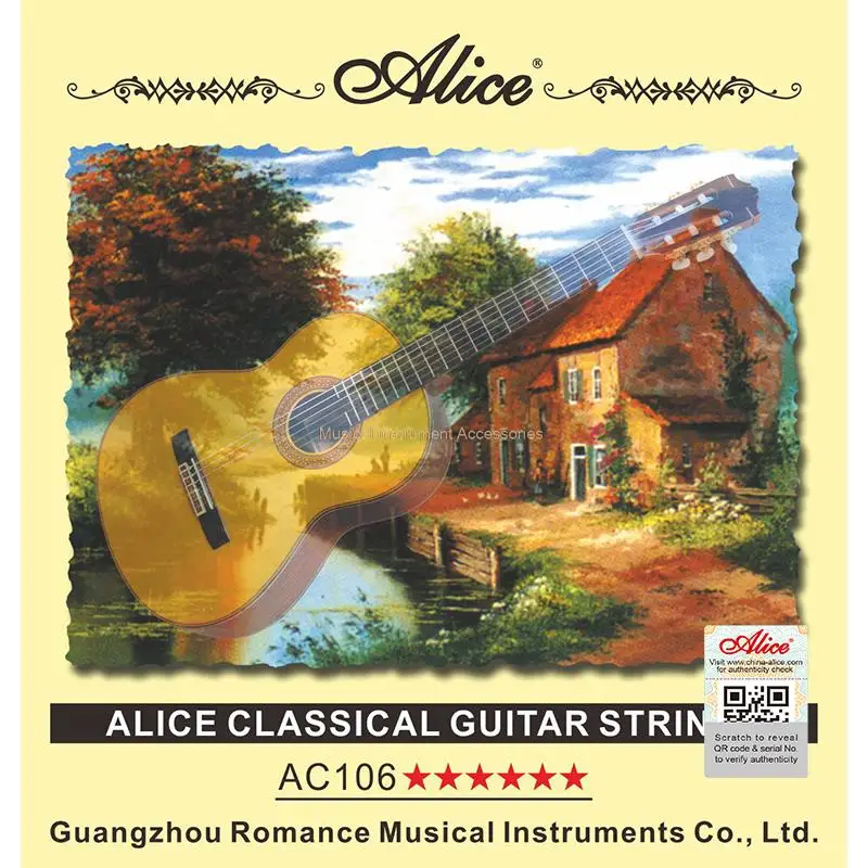 Alice A106 Classic Clear Nylon Strings Hard Tension Nylon Core Silver Plated Copper Winding Guitar Accessories Free Shipping