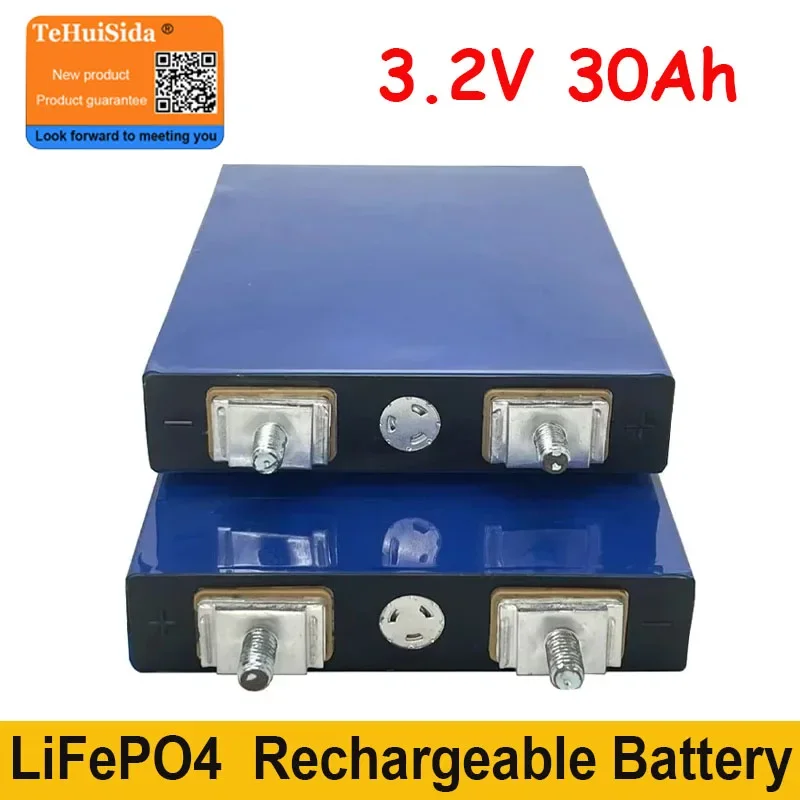 3.2V 30Ah LiFePO4 Battery Rechargeable Cell Lithium Iron Phosphate for Diy 12V 24V 36V 48V Solar Energy Household Power Supply