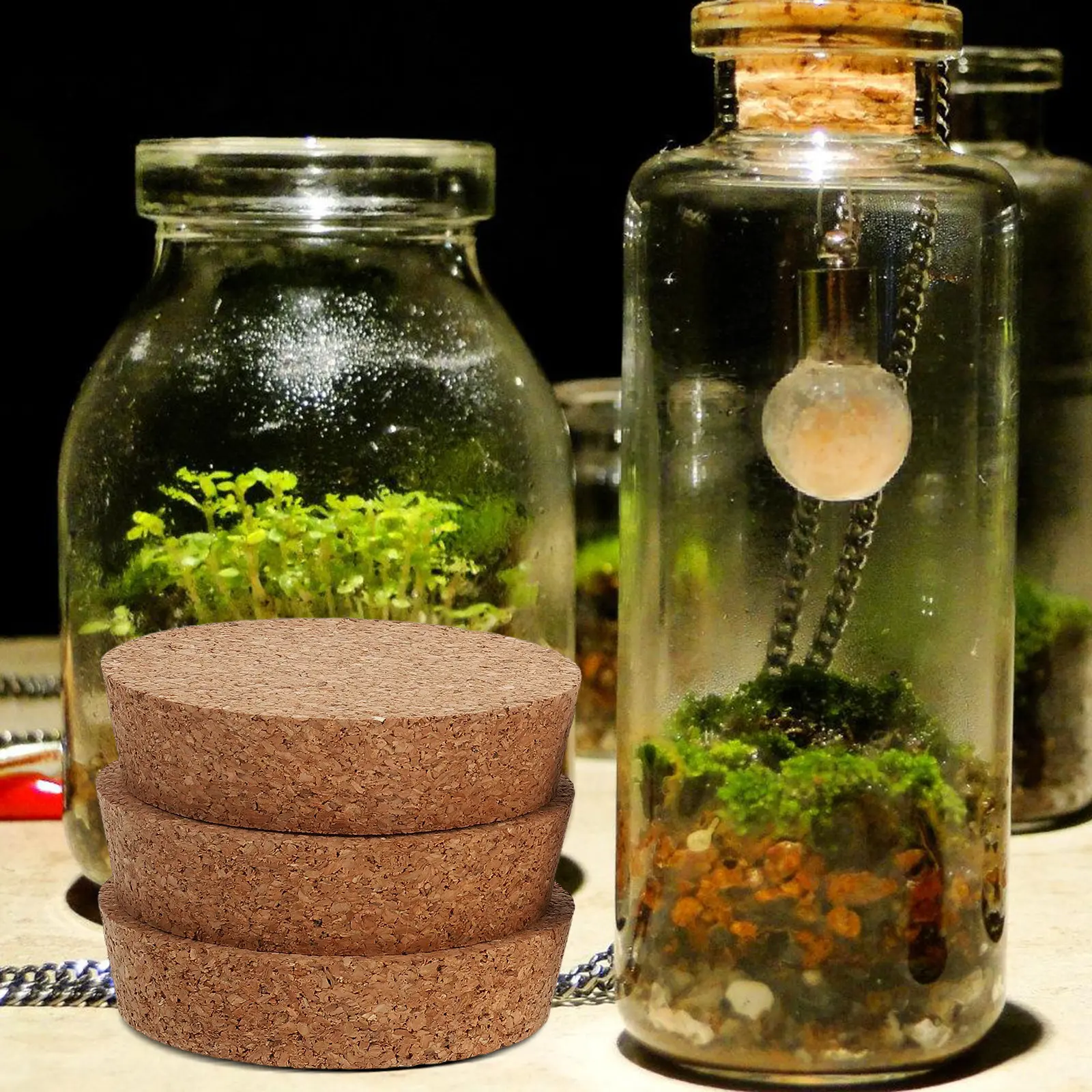 6Pcs Cork Lid Set for Glass Planters Hydroponic Vase Stopper Robust Reusable Decorative 80x20x73mm Plant Jar Cork Plugs