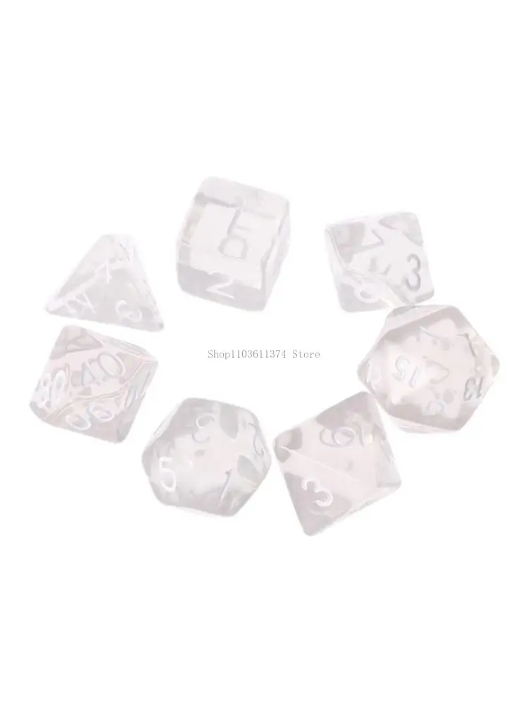 

Set Of 7 Sided Polyhedral For RPG DND D&D D4-D20 Clear