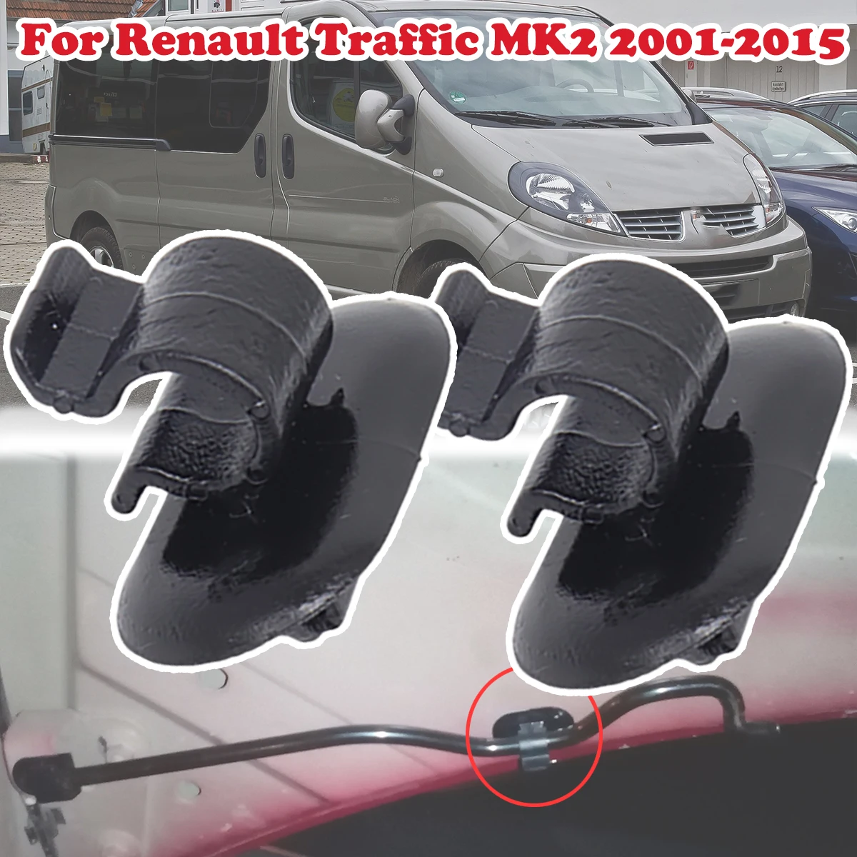 Hood Bonnet Rod Support Prop Clips Clamp Holder 792834 For Renault Traffic MK2 2001-2015 Nissan Primastar Opel/Vauxhall Vivaro