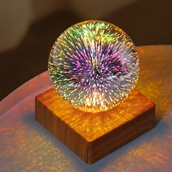 LED Colorful Night Light USB Plug-in 3D Crystal Ball Decorative Lamps Lighting Ornaments Gifts Party Decor for Wedding Birthday