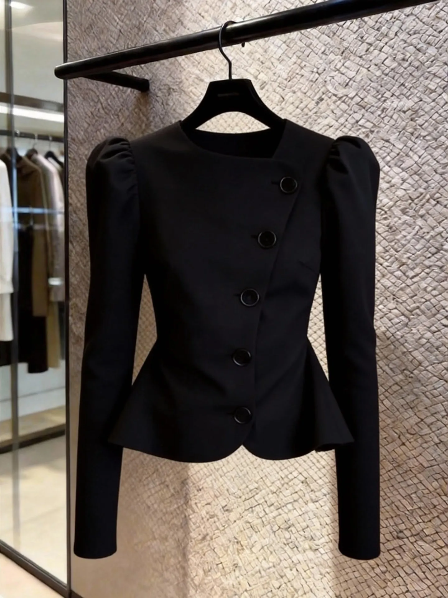 

Ele Bla Bubble Sve irt Slim Fit Flattering Meat Concealing Top Faionable Spring New Arrival Women's Busin Cas...