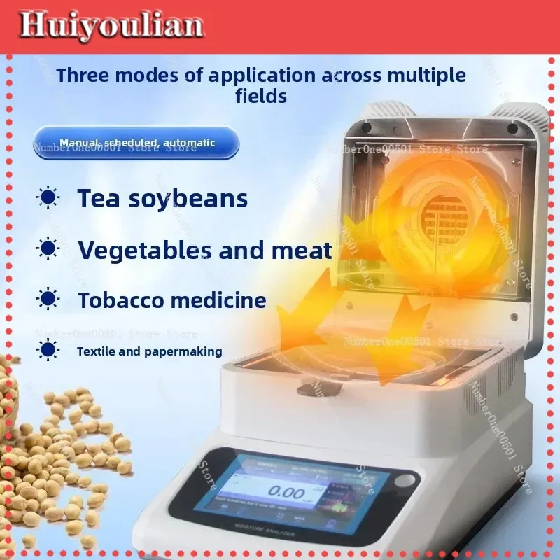 Halogen Moisture Analyzer Fast Water Content Tester for Grain Tea Animal Feed Food Material Drying Loss Method