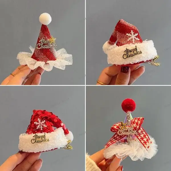 

Трехмерная заколка для рождественской шляпы, милая и универсальная заколка для челки, заколка для утиных купюр, верхняя заколка, заколка для волос, рождественские волосы