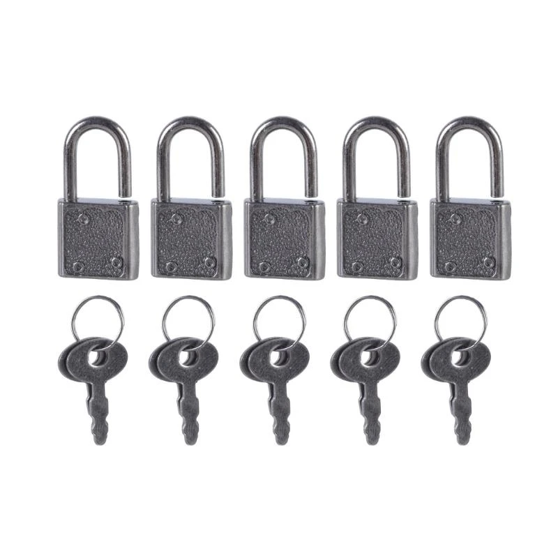 652F 5Pcs Vintage Metal Lock Zincs Alloy Padlock Small Luggage Box Key Lock Notebook Safety Lock Home Hardware