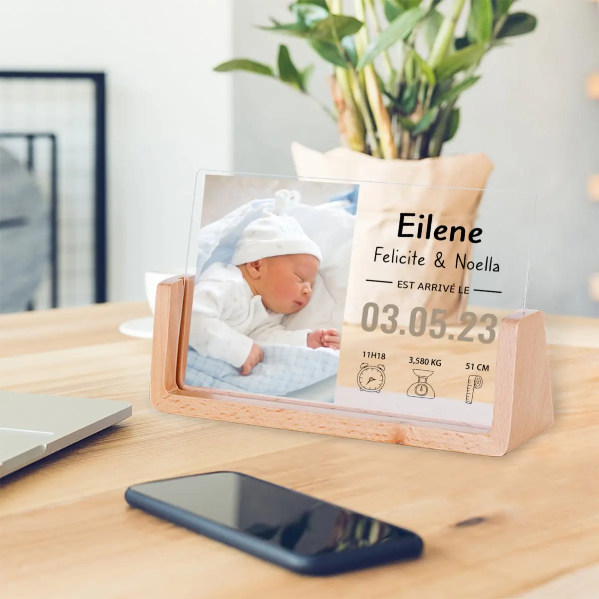 

Personalized Birth Announcement Photo Frame with Stats Nursery Decor Custom Newborn Baby Picture Frame Gift for New Parents