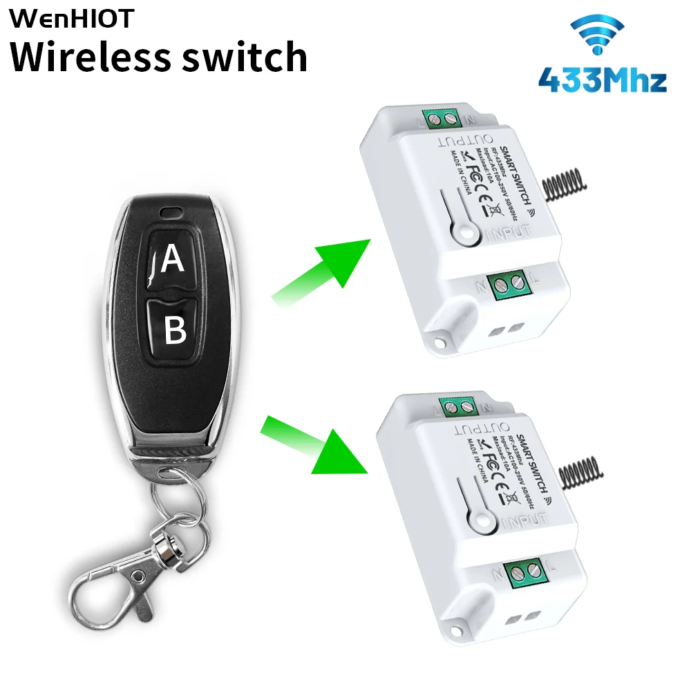 RF 433Mhz Smart Wireless Switch Remote Controller 100-250V 10A Relay - Electronic Device Control