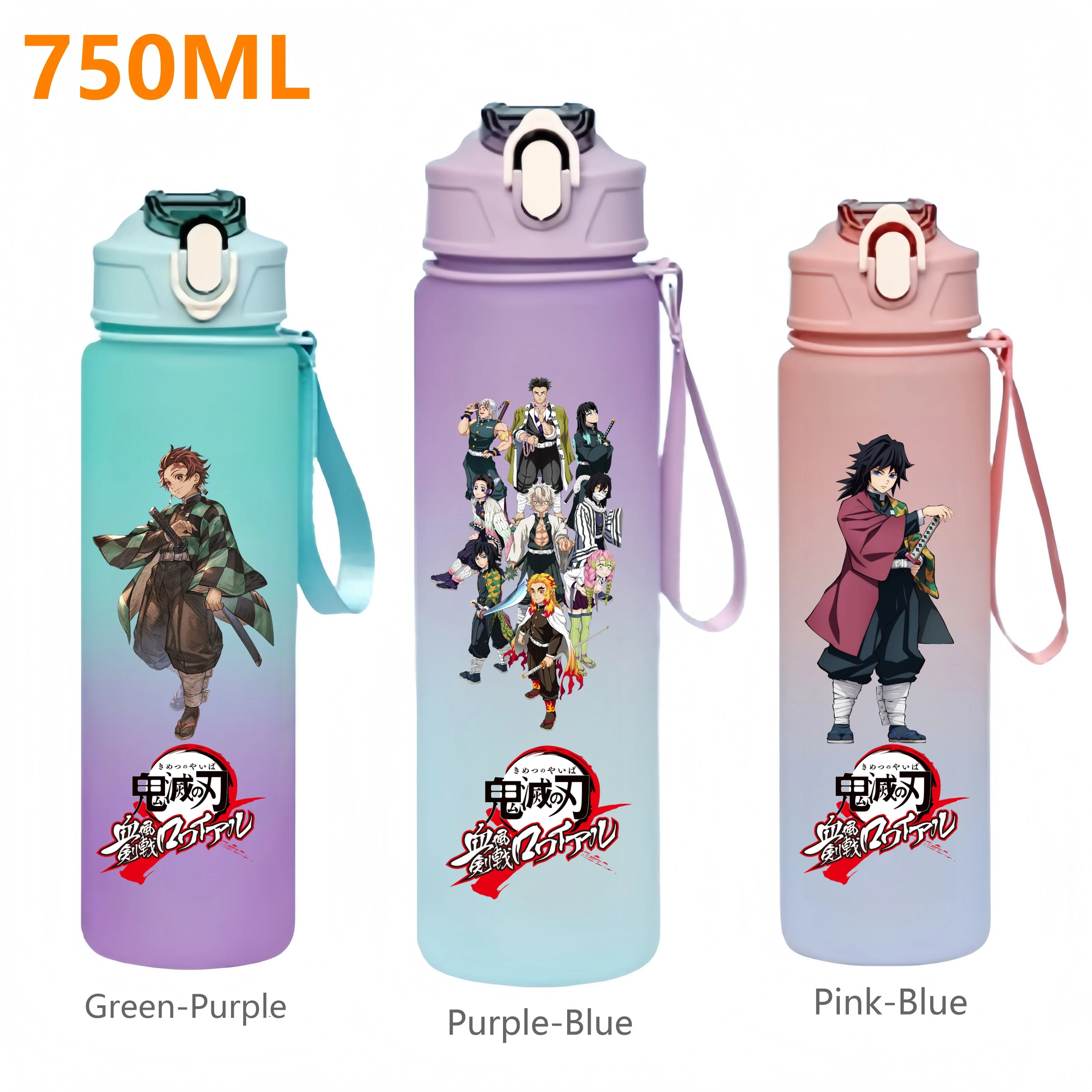 

750ML Demon Slayer Kamado Tanjirou Agatsuma Zenitsu Anime Water Bottle Portable Straw Cup Ideal for Fitness Sports Outdoor