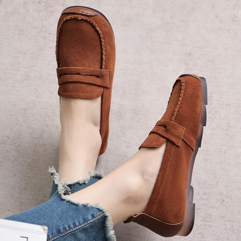 GKTINOO 2024 Fashion Women Shoes Genuine Leather Loafers Women Casual Shoes Soft Comfortable Mom Shoes Women Flats Non-slip