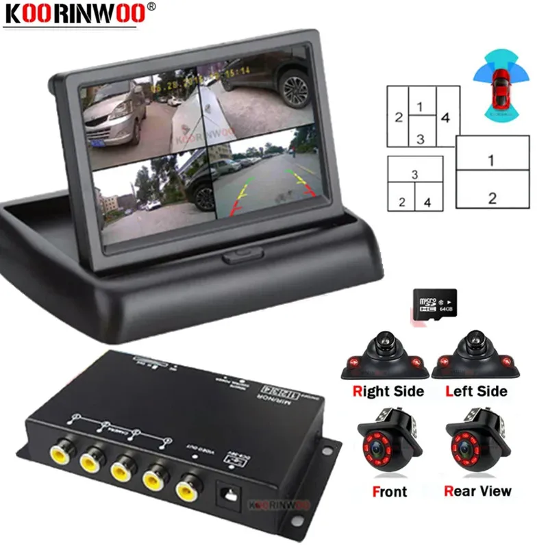 Android Auto Dashcam Video Recorder Dvr 4 Channel Black Box For Reverse Front Camera Car Intelligent Systems Vehicle Accessories