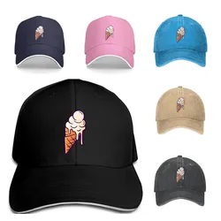 Fusible Ice Cream Unisex Modna czapka z daszkiem Regulowana czapka typu Trucker Czapka sportowa Regulowana czapka kanapkowa Cztery pory roku