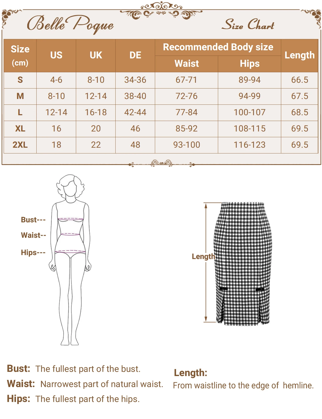 Belle Poque Women Skirts Vintage Plaided High Waist Below Knee Bodycon Skirt Bow-Knot Decorated Hips-Wrapped Skirt Mujer