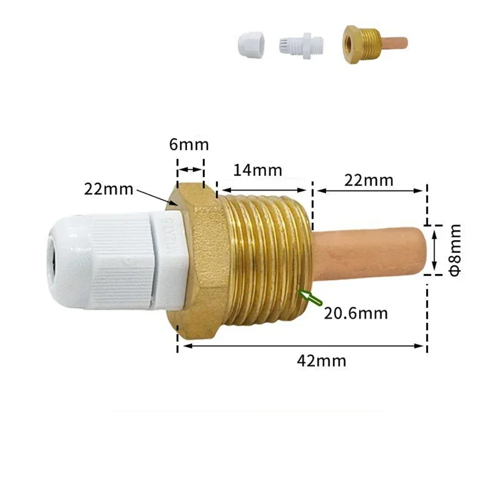 42-300mm Thermowell Brass 1/2 For BSP G Thread For Temperature Sensor Copper Fittings For Brass Blind Tube Solar Sensor
